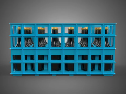 BLUE BOTTLE SOFTDRINK CARRIER PLASTIC CRATE BOX CONTAINER RACK 3D Model