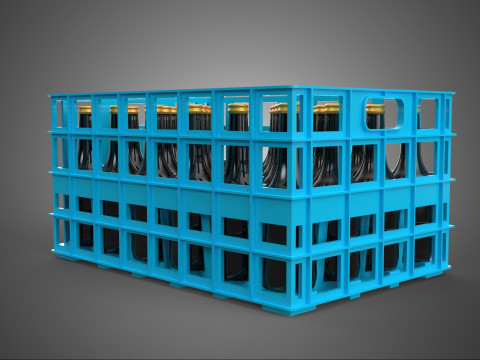 BLUE BOTTLE SOFTDRINK CARRIER PLASTIC CRATE BOX CONTAINER RACK 3D Модель