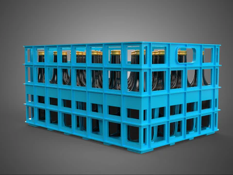BLUE BOTTLE SOFTDRINK CARRIER PLASTIC CRATE BOX CONTAINER RACK 3D Model