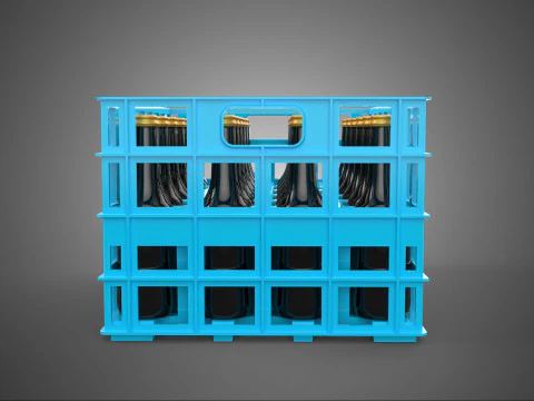 BLUE BOTTLE SOFTDRINK CARRIER PLASTIC CRATE BOX CONTAINER RACK 3D Model