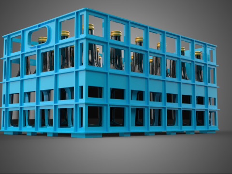 BLUE BOTTLE SOFTDRINK CARRIER PLASTIC CRATE BOX CONTAINER RACK 3D Модель