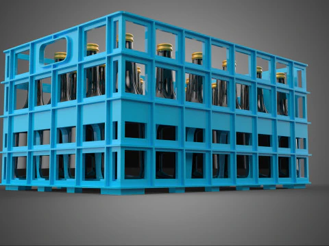 BLUE BOTTLE SOFTDRINK CARRIER PLASTIC CRATE BOX CONTAINER RACK 3D Model