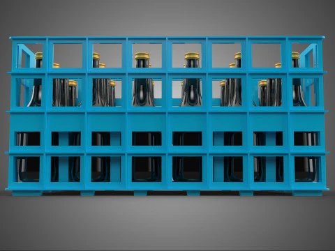 BLUE BOTTLE SOFTDRINK CARRIER PLASTIC CRATE BOX CONTAINER RACK 3D Model