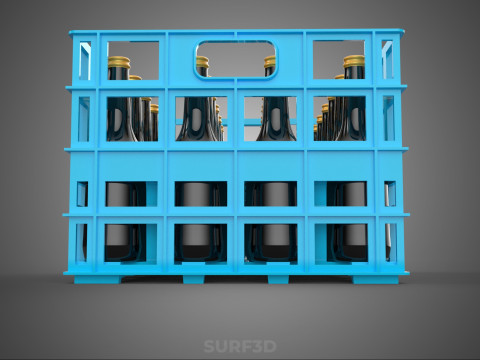 BLUE BOTTLE SOFTDRINK CARRIER PLASTIC CRATE BOX CONTAINER RACK 3D Модель