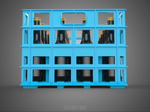 BLUE BOTTLE SOFTDRINK CARRIER PLASTIC CRATE BOX CONTAINER RACK 3D Model