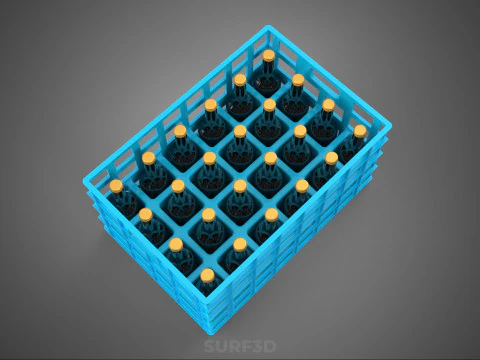 BLUE BOTTLE SOFTDRINK CARRIER PLASTIC CRATE BOX CONTAINER RACK 3D Model