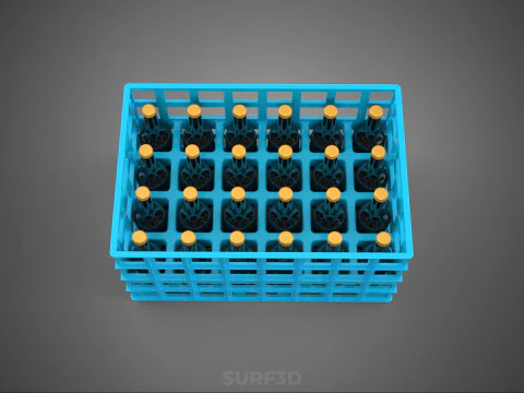 BLUE BOTTLE SOFTDRINK CARRIER PLASTIC CRATE BOX CONTAINER RACK 3D Model