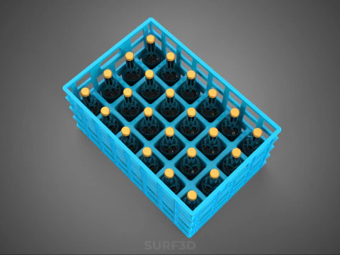 BLUE BOTTLE SOFTDRINK CARRIER PLASTIC CRATE BOX CONTAINER RACK 3D Model