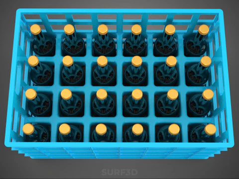 BLUE BOTTLE SOFTDRINK CARRIER PLASTIC CRATE BOX CONTAINER RACK 3D Model
