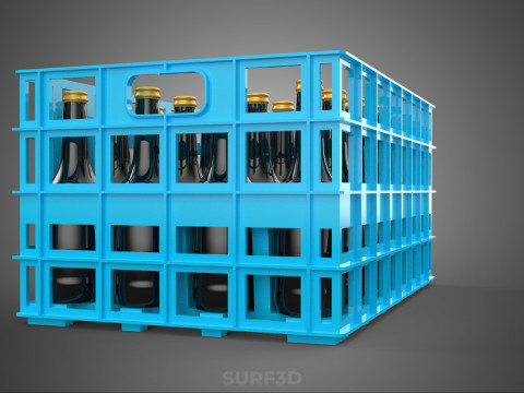 BLUE BOTTLE SOFTDRINK CARRIER PLASTIC CRATE BOX CONTAINER RACK 3D Модель