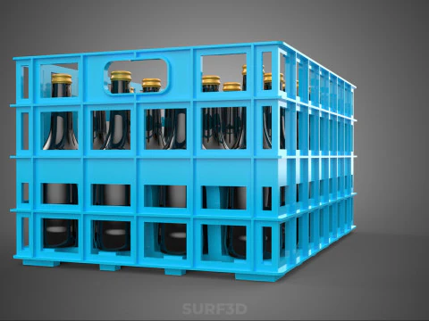 BLUE BOTTLE SOFTDRINK CARRIER PLASTIC CRATE BOX CONTAINER RACK 3D Model