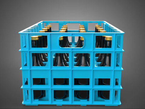 BLUE BOTTLE SOFTDRINK CARRIER PLASTIC CRATE BOX CONTAINER RACK 3D Model