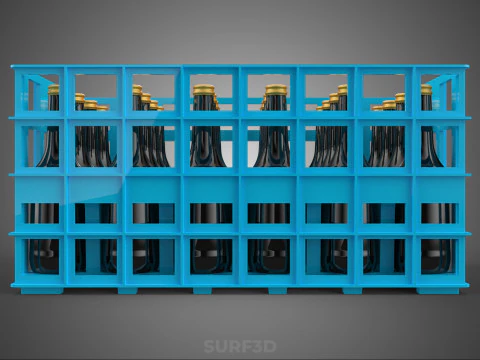 BLUE BOTTLE SOFTDRINK CARRIER PLASTIC CRATE BOX CONTAINER RACK 3D Model