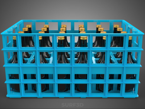 BLUE BOTTLE SOFTDRINK CARRIER PLASTIC CRATE BOX CONTAINER RACK 3D Модель