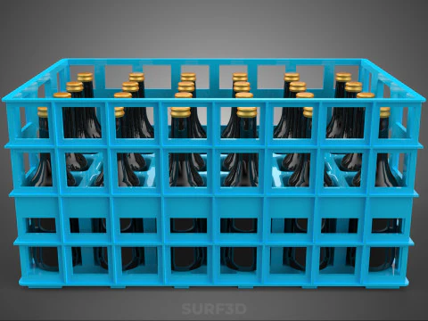 BLUE BOTTLE SOFTDRINK CARRIER PLASTIC CRATE BOX CONTAINER RACK 3D Model