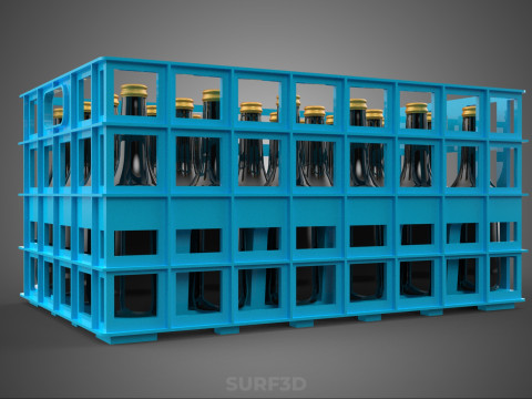 BLUE BOTTLE SOFTDRINK CARRIER PLASTIC CRATE BOX CONTAINER RACK 3D Модель