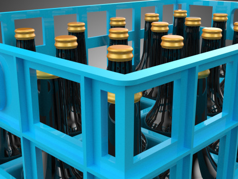 BLUE BOTTLE SOFTDRINK CARRIER PLASTIC CRATE BOX CONTAINER RACK 3D Модель