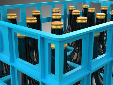BLUE BOTTLE SOFTDRINK CARRIER PLASTIC CRATE BOX CONTAINER RACK 3D Model