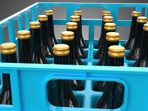 BLUE BOTTLE SOFTDRINK CARRIER PLASTIC CRATE BOX CONTAINER RACK 3D Model