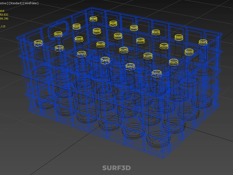 BLUE BOTTLE SOFTDRINK CARRIER PLASTIC CRATE BOX CONTAINER RACK 3D Модель