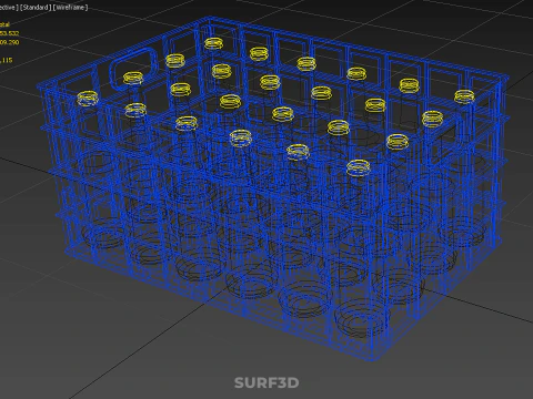 BLUE BOTTLE SOFTDRINK CARRIER PLASTIC CRATE BOX CONTAINER RACK 3D Model