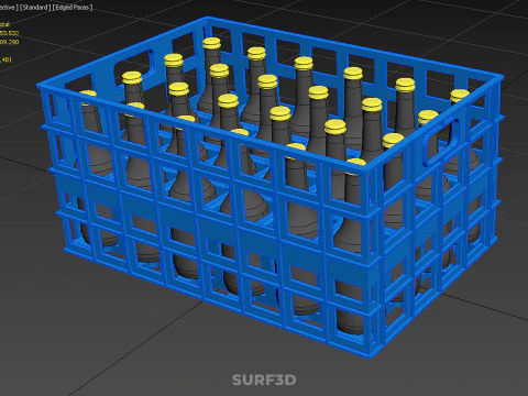 BLUE BOTTLE SOFTDRINK CARRIER PLASTIC CRATE BOX CONTAINER RACK 3D Model
