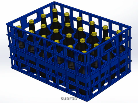 BLUE BOTTLE SOFTDRINK CARRIER PLASTIC CRATE BOX CONTAINER RACK 3D Model
