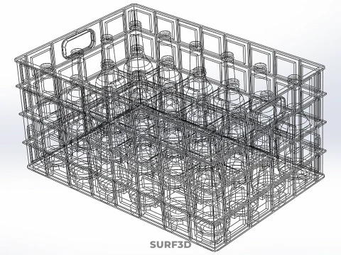 BLUE BOTTLE SOFTDRINK CARRIER PLASTIC CRATE BOX CONTAINER RACK 3D Model