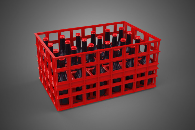 RAK KONTAINER KOTAK PLASTIK PEMBAWA SOFTDRINK BOTOL MERAH Model 3D .c4d .max .obj .3ds .fbx .stl .blend 