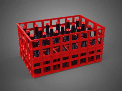 빨간색 병 청량음료 캐리어 플라스틱 상자 상자 컨테이너 랙 3D 모델
