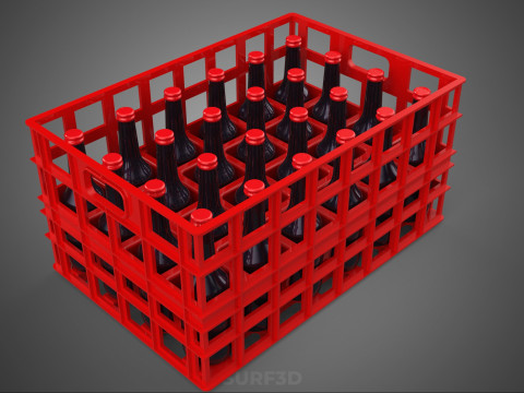 RAK KONTAINER KOTAK PLASTIK PEMBAWA SOFTDRINK BOTOL MERAH Model 3D