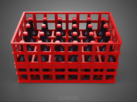 RAK KONTAINER KOTAK PLASTIK PEMBAWA SOFTDRINK BOTOL MERAH Model 3D