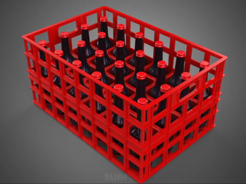 RAK KONTAINER KOTAK PLASTIK PEMBAWA SOFTDRINK BOTOL MERAH Model 3D