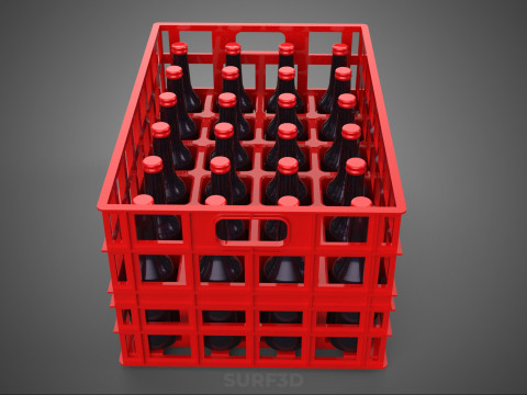 RAK KONTAINER KOTAK PLASTIK PEMBAWA SOFTDRINK BOTOL MERAH Model 3D