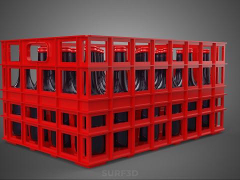 RAK KONTAINER KOTAK PLASTIK PEMBAWA SOFTDRINK BOTOL MERAH Model 3D