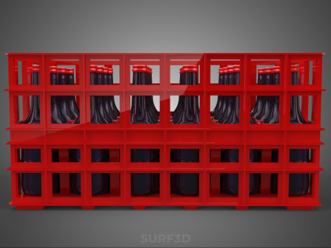 RAK KONTAINER KOTAK PLASTIK PEMBAWA SOFTDRINK BOTOL MERAH Model 3D