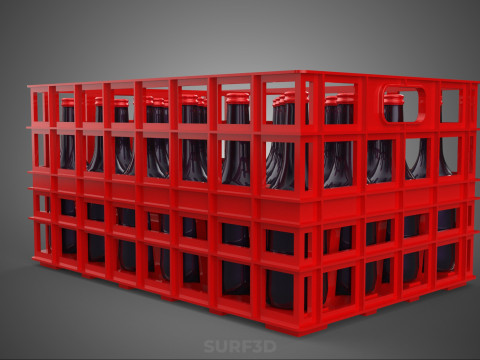 RAK KONTAINER KOTAK PLASTIK PEMBAWA SOFTDRINK BOTOL MERAH Model 3D