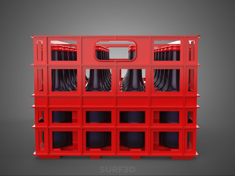 RAK KONTAINER KOTAK PLASTIK PEMBAWA SOFTDRINK BOTOL MERAH Model 3D