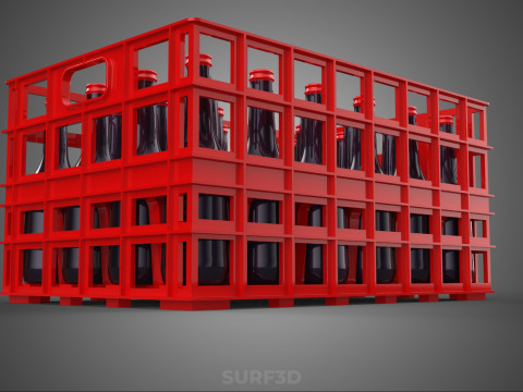 RAK KONTAINER KOTAK PLASTIK PEMBAWA SOFTDRINK BOTOL MERAH Model 3D