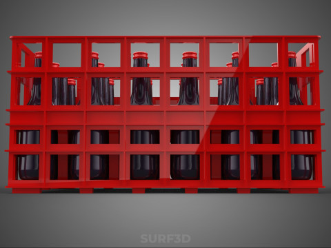 RAK KONTAINER KOTAK PLASTIK PEMBAWA SOFTDRINK BOTOL MERAH Model 3D