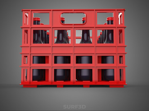 RAK KONTAINER KOTAK PLASTIK PEMBAWA SOFTDRINK BOTOL MERAH Model 3D