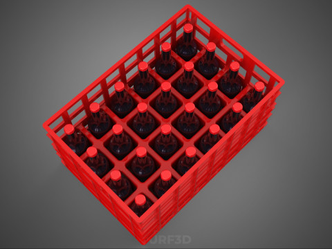 RAK KONTAINER KOTAK PLASTIK PEMBAWA SOFTDRINK BOTOL MERAH Model 3D