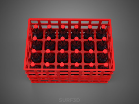 RAK KONTAINER KOTAK PLASTIK PEMBAWA SOFTDRINK BOTOL MERAH Model 3D