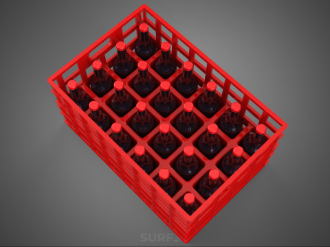 RAK KONTAINER KOTAK PLASTIK PEMBAWA SOFTDRINK BOTOL MERAH Model 3D