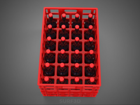 RAK KONTAINER KOTAK PLASTIK PEMBAWA SOFTDRINK BOTOL MERAH Model 3D