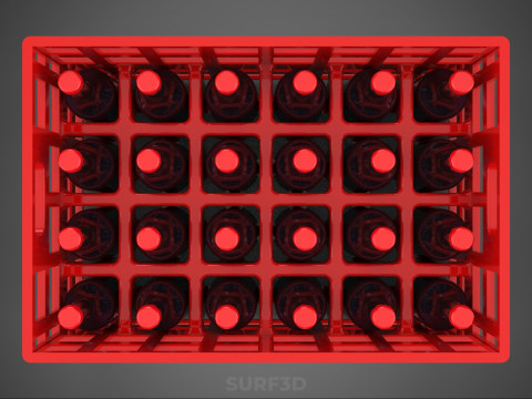 RAK KONTAINER KOTAK PLASTIK PEMBAWA SOFTDRINK BOTOL MERAH Model 3D