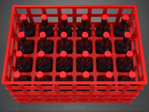 RAK KONTAINER KOTAK PLASTIK PEMBAWA SOFTDRINK BOTOL MERAH Model 3D