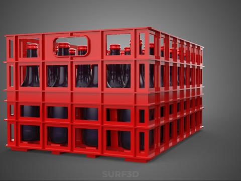 RAK KONTAINER KOTAK PLASTIK PEMBAWA SOFTDRINK BOTOL MERAH Model 3D