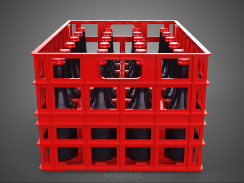 RAK KONTAINER KOTAK PLASTIK PEMBAWA SOFTDRINK BOTOL MERAH Model 3D