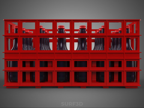 RAK KONTAINER KOTAK PLASTIK PEMBAWA SOFTDRINK BOTOL MERAH Model 3D